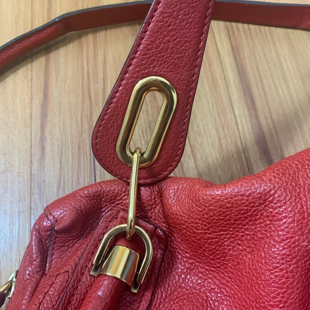 Chloé Paraty Shoulder Red Leather Bag